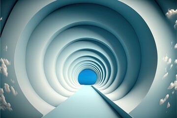 Obraz premium Abstract tunnel with cloud window Generative AI