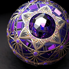 Naklejka premium purple temari ball japanese crystal, decoration, jewellery