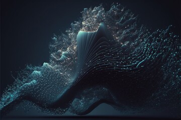 Naklejka premium Abstract digital waves Generative AI