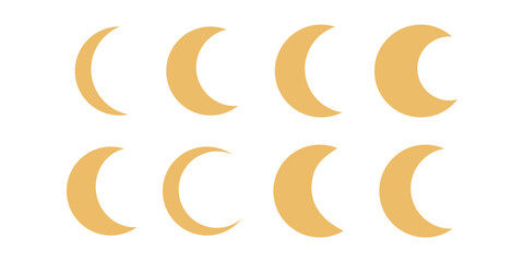 Flat vector hippy boho illustration. Hand drawn retro groovy crescent silhouette © stasylionet