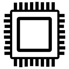 Silhouette of simple schematic chip or component for microcircuits isolated on white background. Technical clipart. Vector.