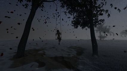alone in the darkness of foggy places liminal space 3d render
