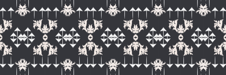 Fototapeta na wymiar Batik Textile Ethnic ikat fabric seamless pattern digital vector design for Print saree Kurti Borneo Fabric border brush symbols swatches stylish
