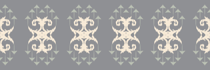 Fototapeta premium Batik Textile Ethnic ikat fabric seamless pattern digital vector design for Print saree Kurti Borneo Fabric border brush symbols swatches cotton