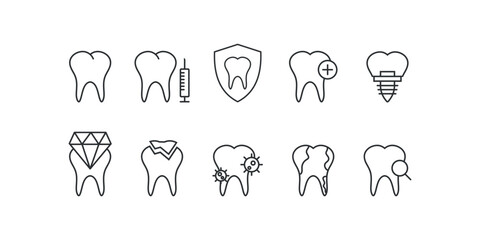 Dentist icon set. Dental clinic illustration symbol. Sign stomatology vector desing.