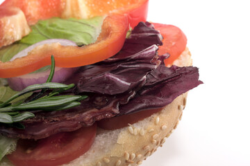 Sandwich with spicy peppered sausage
