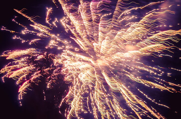 sparkling fireworks on black sky