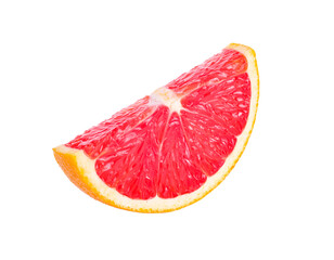 Ripe slice of pink grapefruit citrus fruit isolated on transparent png