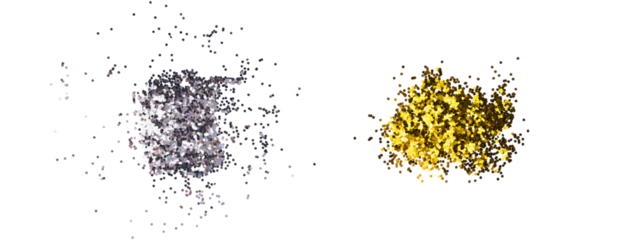 Silver and golden sparkles isolated on transparent background png. Glitter. a bunch of gold glitter