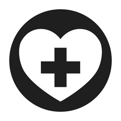 black heart heal medical icon