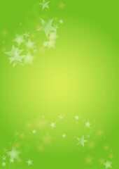 Fototapeta na wymiar Vector Silver White Glowing Star Confetti on Green Gradient Background. Bokeh Texture. Abstract Magic Starry Pattern. Glitter Shiny Particles Explosion. Summer Glowing Poster. Christmass Design.