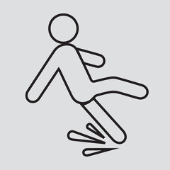 Slippering icon is also known as falling symbol. It shows a person falling at the ground in a slippery place. You can use this dropping vector file in your design and animation.