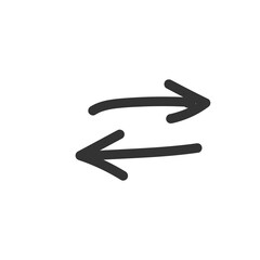 Curved arrow hand drawn. Sketch doodle style.