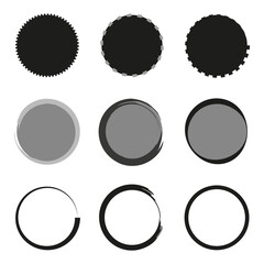 set with brush circles. Grunge texture. Vector illustration. Stock image.