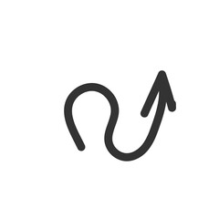 Curved arrow hand drawn. Sketch doodle style.