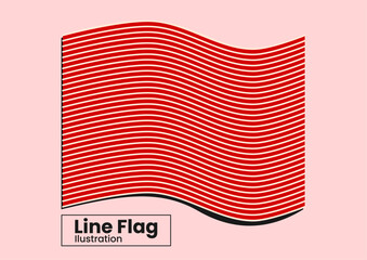 Abstract Red Flag Line Ilustration