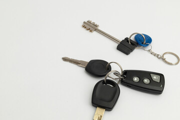 Car keys on white background