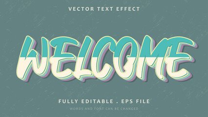 3d Vintage Word Welcome Editable Text Effect Design Template