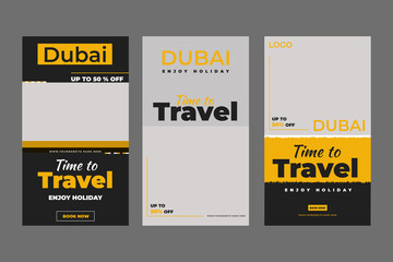 Editable Templates pack for Instagram posts and stories, Facebook square, holiday package trip and travel advertisement, sale, and business promotion themes with fresh design © Hammad