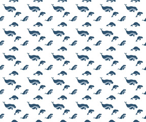 sea cow seamless pattern vector