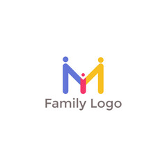 M shape People Logo. Can be used for Teamwork and Family Logo. Vector Logo Design Template Element