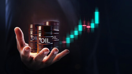 Global oil business. Growth of shares of oil companies concept