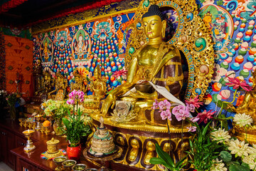 Shrine for Tibetan Mongolian Buddhist with ornate idols