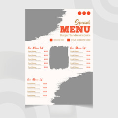 one page Food menu & Restaurant Flyer Brochure Template Design
