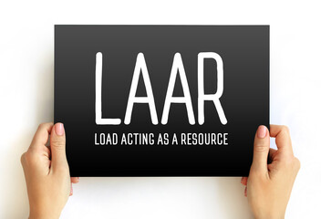 LAAR - Load acting as a resource acronym text on card, abbreviation concept background