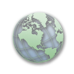 3d globe or earth with shadow and transparent background