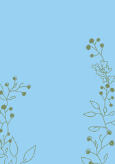 Vector. Merry Christmas and Happy New Year floral background, copy space for your text. Rustic vertical frame template for Christmas cards, wedding invitations, party invitation. Hand-drawn sketch.