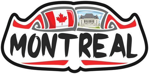Montreal Canada Flag Travel Souvenir Sticker Skyline Logo Badge Stamp Seal Emblem Vector SVG EPS