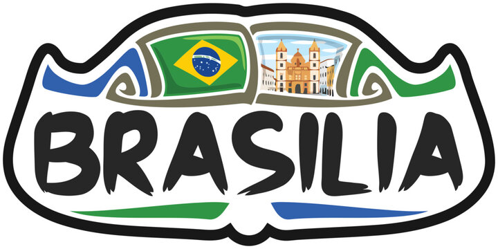 Brasilia Brazil Flag Travel Souvenir Sticker Skyline Logo Badge Stamp Seal Emblem Vector SVG EPS