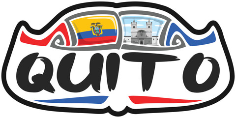 Quito Ecuador Flag Travel Souvenir Sticker Skyline Logo Badge Stamp Seal Emblem Vector SVG EPS