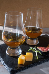 Scotch single malt and blended whisky tasting on distillery in Scotland close up