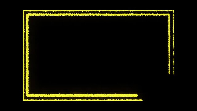 electricity animation, or fire burning square or rectangle shape into 4k alpha channel video frame for background editing