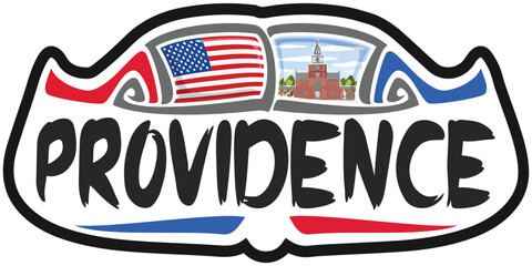 Providence USA United States Flag Travel Souvenir Skyline Landmark Logo Badge Stamp Seal Emblem EPS
