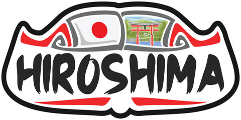 Hiroshima Japan Flag Travel Souvenir Sticker Skyline Landmark Logo Badge Stamp Seal Emblem SVG EPS