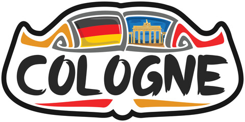 Cologne Germany Flag Travel Souvenir Sticker Skyline Landmark Logo Badge Stamp Seal Emblem SVG EPS