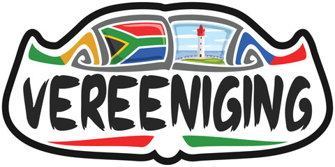 Vereeniging South Africa Flag Travel Souvenir Skyline Landmark Logo Badge Stamp Seal Emblem EPS