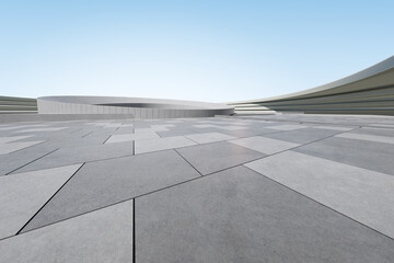 3d render of abstract architecture space with empty concrete floor, car presentation background.