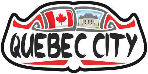 Quebec City Canada Flag Travel Souvenir Sticker Skyline Landmark Logo Badge Stamp Seal Emblem EPS