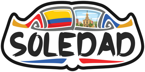 Soledad Colombia Flag Travel Souvenir Sticker Skyline Landmark Logo Badge Stamp Seal Emblem SVG EPS