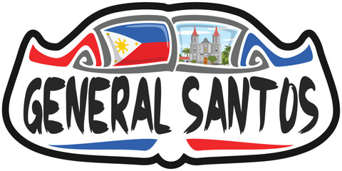 General Santos Philippines Flag Travel Souvenir Sticker Skyline Landmark Logo Badge Stamp Seal