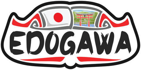 Edogawa Japan Flag Travel Souvenir Sticker Skyline Landmark Logo Badge Stamp Seal Emblem SVG EPS