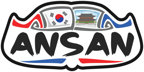 Ansan South Korea Flag Travel Souvenir Sticker Skyline Landmark Logo Badge Stamp Seal Emblem SVG EPS