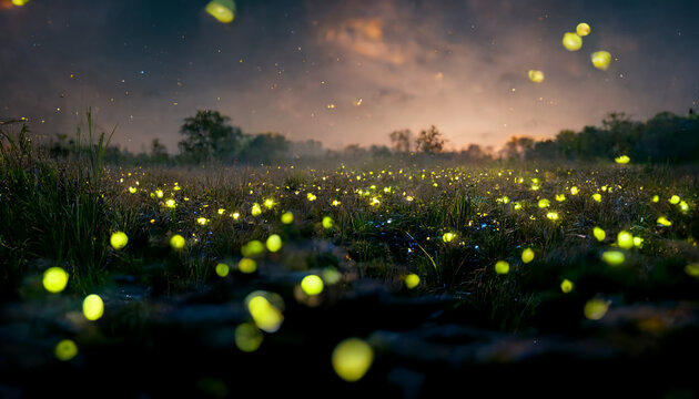 A field of fireflies in August