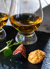 Scotch single malt and blended whisky tasting on distillery in Scotland close up