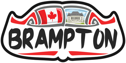 Brampton Canada Flag Travel Souvenir Sticker Skyline Landmark Logo Badge Stamp Seal Emblem SVG EPS