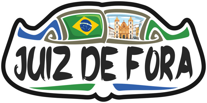 Juiz de Fora Brazil Flag Travel Souvenir Sticker Skyline Landmark Logo Badge Stamp Seal Emblem EPS